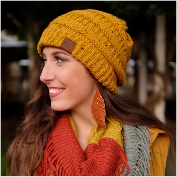 Accessories - LAST ONE! Mustard Confetti C.C. Beanie